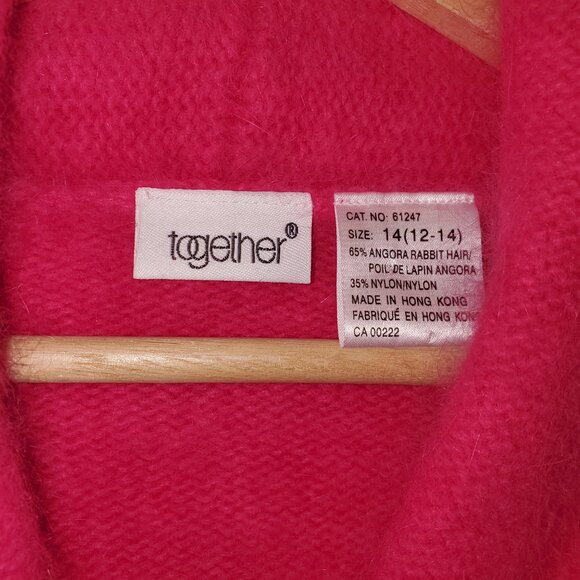 TOGETHER V neck knit cardigan fuxia sweater Size 12 - 14 - Picture 2 of 3